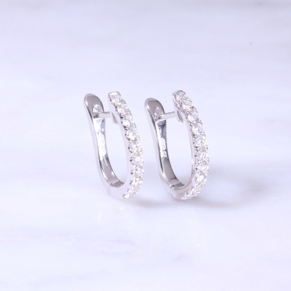 Diamond Claw Set Huggie Hoops