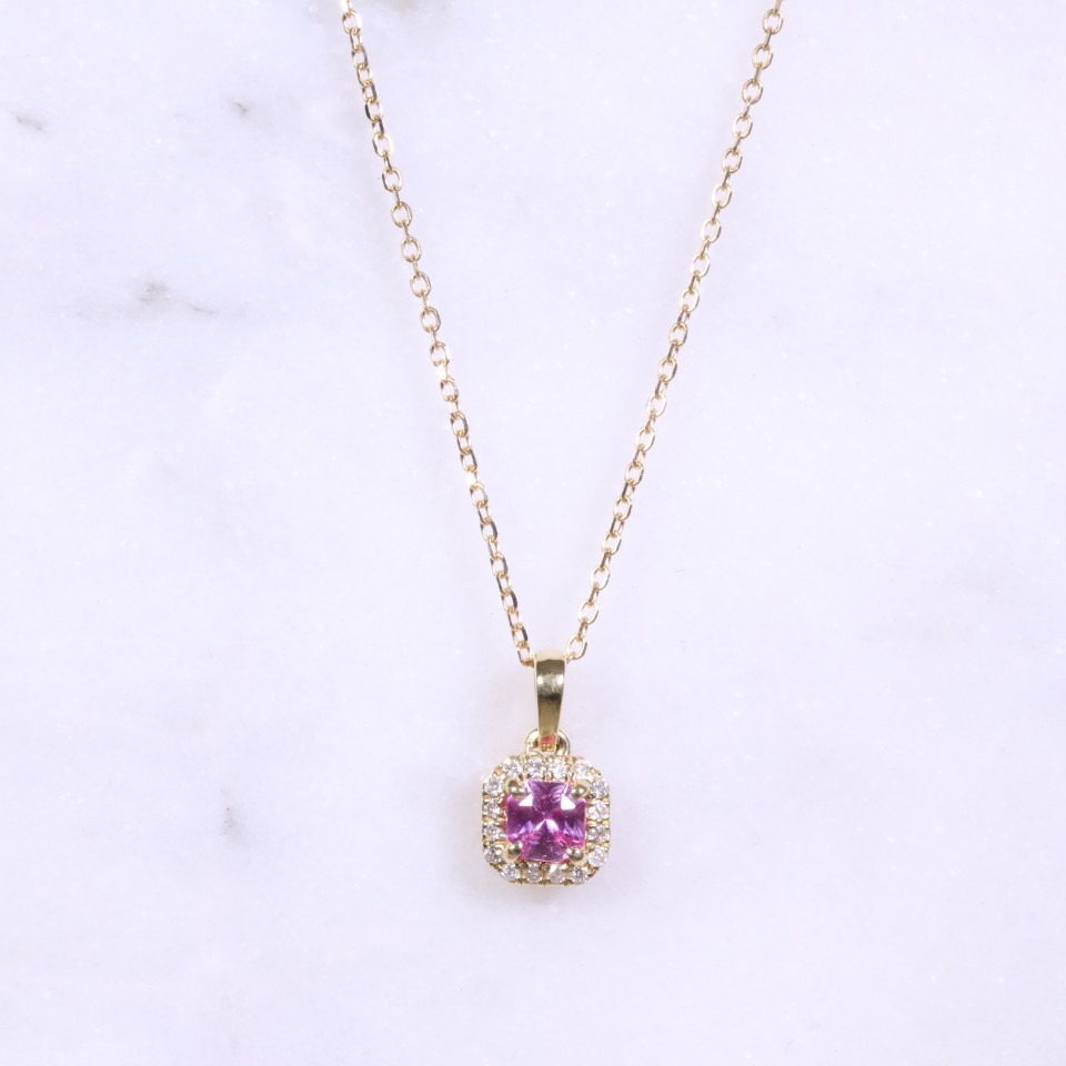 Pink Sapphire & Diamond Necklace