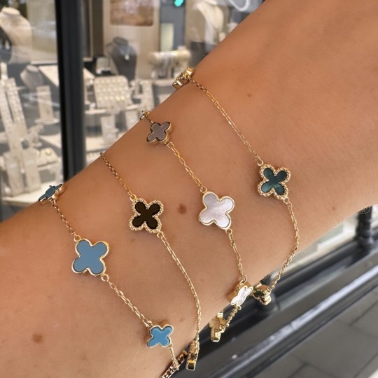 Clover Turquoise Gold Bracelet