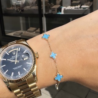 Clover Turquoise Gold Bracelet